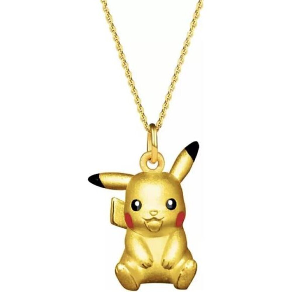 14k Pokemon Pikachu Gold Stainless Steel Pendant Necklace Chain Christmas Gift